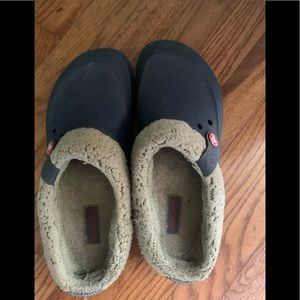 Blue fleece lined adult unisex crocs used